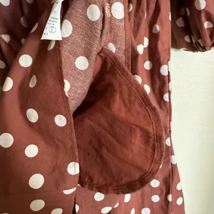 Abercrombie & Fitch Brown Polka Dot Emerson Puff Sleeve Mini Dress Sz Small‎ NEW thumbnail 7