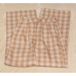 Princess Polly Archer‎ Plaid Wide Leg Trousers Pants Beige Tan Cream Women Sz 4 thumbnail 6