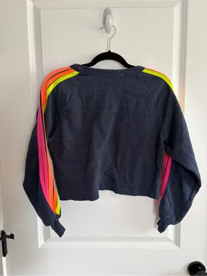 AVIATOR‎ NATION Bolt Cropped Classic Five Stripe Crewneck Sweatshirt Size - XS thumbnail 3