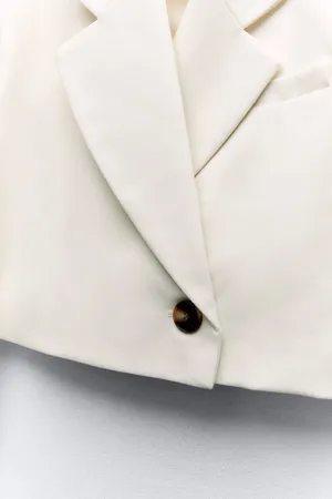 ZARA blazer cropped double breasted oyster white thumbnail 7