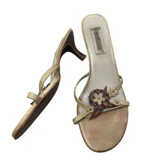 Vtg 90s Y2K Matisse Brown Multi Floral Strappy Kitten Heel Sandals thumbnail 1