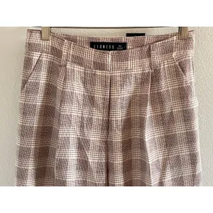 Lioness Mulholland Plaid Wide Leg Pants Beige High Rise Trouser XS thumbnail 8