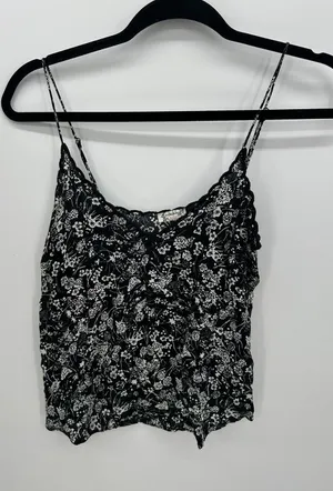 Free People‎ Womens Black Kora Cami Tank Size XS Feminine Floral Coquette Light thumbnail 1