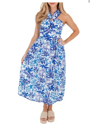 J.Marie Blue and White Maxi Dress thumbnail 4