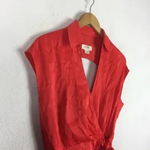 Anthropologie Maeve Open-Back Satin Wrap Midi Dress Orange Small Resort Wear thumbnail 9