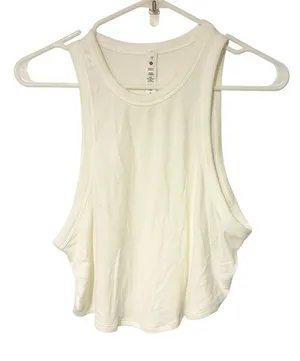 Lululemon Plus Size 14 Hold Tight Cropped Tank Top Soft Ribbed White thumbnail 1