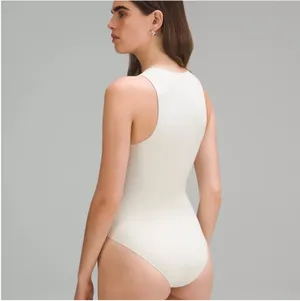 lululemon athletica High-Neck One-Piece bodysuit in Cream M thumbnail 2