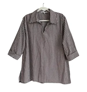 Aggieland Outfitters‎ Maroon Gingham Split Neck Tunic Blouse XL Gameday Preppy thumbnail 1
