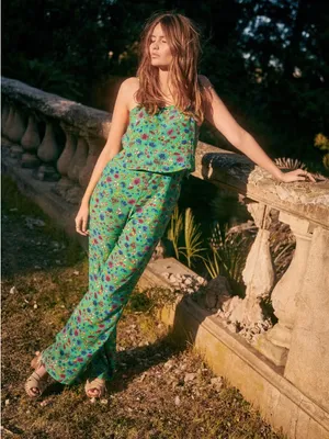 Sezane new with tags Penelope Green Floral Jumpsuit Size US 12 thumbnail 1