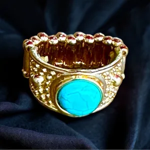 Turquoise gold stretch ring thumbnail 1