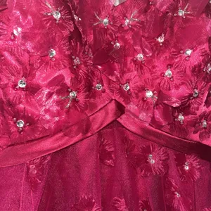 Magenta Floral Tulle Party Dress Sequin 3D Flower Corset Back DY83A070Size 13/14 thumbnail 2