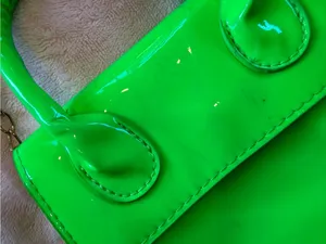 Neon Green Mini Crossbody Bag with Gold Chain thumbnail 7