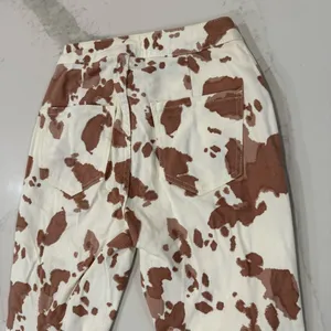 Altar’d State Cow Print Bell Bottom High Rise Flare Jeans Women’s XS White/Brown thumbnail 8