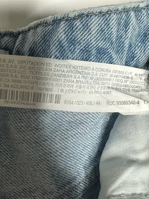 Zara High Rise Raw Hem Straight Leg Jeans Light Wash Size 12 thumbnail 7
