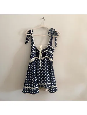 For Love and Lemons Dolly Denim Dot Mini Dress thumbnail 6