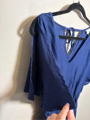 Tommy Bahama St. Lucia Linen Blend Split Shoulder Dress Cover Up Navy thumbnail 8