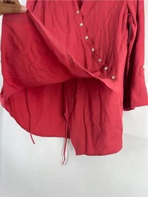 Soft Surroundings Washed Tencel Asymmetrical Tunic Top Red Size M thumbnail 6