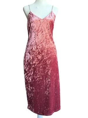 Active‎ USA Maroon Velvet Slip Dress Sz L thumbnail 3