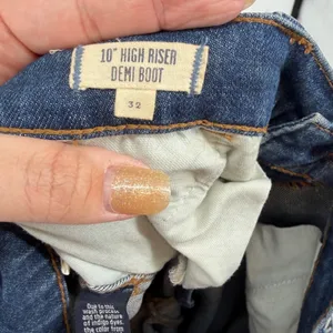 Madewell 10" High‎ Riser Demi Boot Jeans Size 32 Raw Hem Stretch thumbnail 6