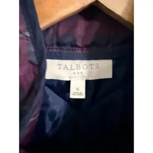 Talbots Quilted Puffer Vest Womens Small Plum Navy Plaid Full Zip Stand Collar thumbnail 3