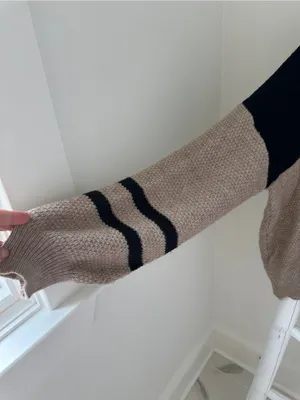 SHEIN Black and Beige Colorblock Crewneck Sweater XL thumbnail 3