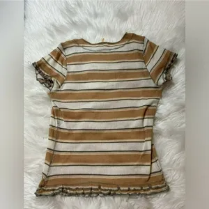 NWT Free People Garner Tee Shirt Top Striped Ruffle Short Sleeve Size Small thumbnail 11