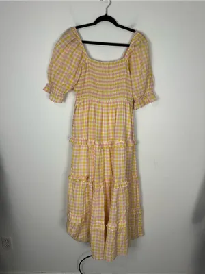 Pink City Prints Cindy Gingham Maxi Dress Women’s Sz S thumbnail 7