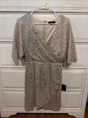 Lulus Weekender Silver Sequin Faux-Wrap Mini Dress thumbnail 2