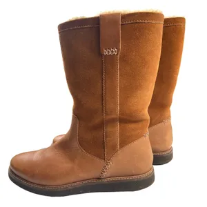 Clarks Glick Elmfield Tan Leather Suede Shearling Lined Mid Calf Boots 8M GUC thumbnail 3