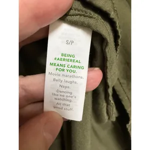 Aerie Smocked Waist Flowy Shorts Olive Green‎ Viscose Pockets Womens Small thumbnail 6