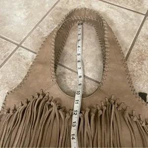 Trinity Ranch fringe‎ Concealed Carry Hobo Bag-Khaki EUC Gently used thumbnail 5