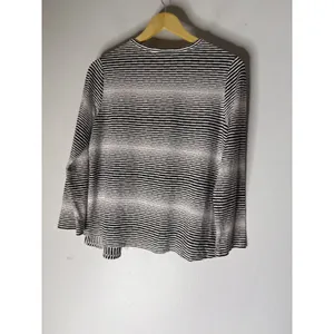 Habitat Clothes To Live In Womens XS Black White Mixed Stripe V-Neck Top 54148 thumbnail 2