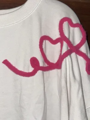 Peach Love California White Sweatshirt with Pink Heart Accents thumbnail 2