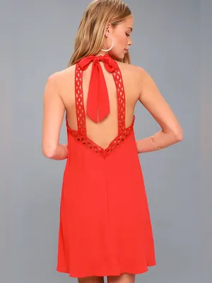 LULUS Any Sway, Shape or Form Red Lace Halter Dress thumbnail 3