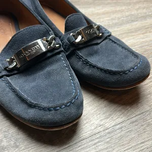 Coach Blue Suede Loafers Size 7.5 B thumbnail 4