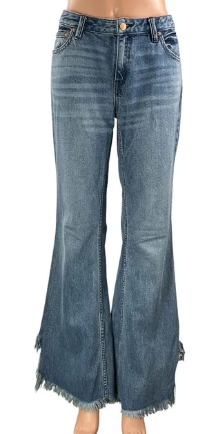 Free People We The Free Women's Blue Flare Bootcut Bell Bottom Denim Jeans 28 thumbnail 1