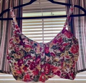 Floral Print Corset Crop Top thumbnail 1