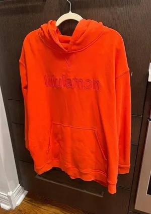 Lululemon All Yours Hoodie wordmark embroidered logo orange women's XL thumbnail 1