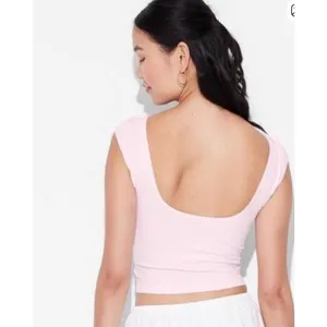 Wild Fable Seamless Crop Top XS Light Pink NWT Low‎ Scoop Back Cap Sleeve thumbnail 2