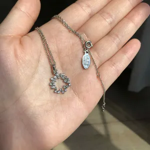 LOFT Silver Wreath Crystal Accent Necklace thumbnail 1