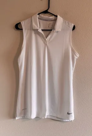 Nike Women’s White Sleeveless Polo Performance Top thumbnail 1