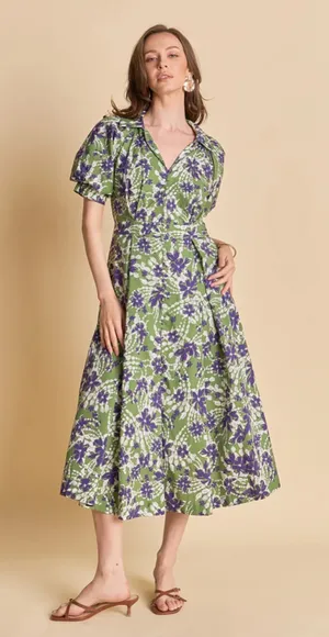 English Factory Casual Print Pleat Midi Dress FLORAL PRINTED MIDI DRESS size XS thumbnail 1