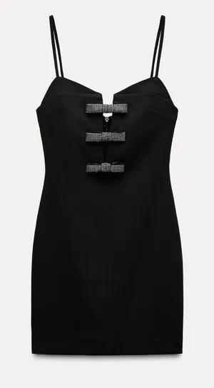 ZARA Bow Dress Black Mini thumbnail 1