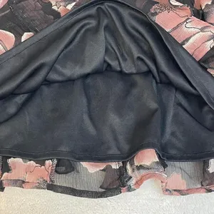 Wet Seal Black and Pink Floral Ruffled Mini Skirt with Shorts Size L thumbnail 4