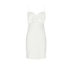 RIXO Bridal Libby Ivory Satin Bow Sleeveless Mini Dress Size XS thumbnail 6