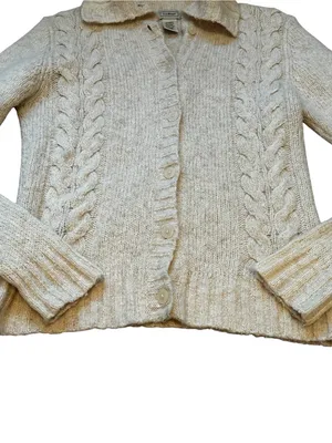 Vintage LL Bean Fishermen Cable Knit Cardigan Sweater Preppy Grunge Cabin Small thumbnail 4