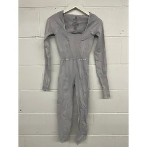 Free People Movement XS Lilac Ice Gray Good Karma Long Sleeve One Piece Jumpsuit thumbnail 3