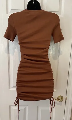 Zara Women’s Copper Brown Ruched Side Bodycon Minidress thumbnail 4
