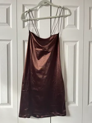 H&M Brown Silk Dress thumbnail 2