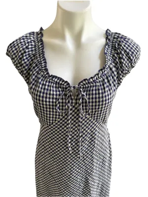 Market & Spruce Short Sleeve Gingham Maxi Dress Navy Small NWT STITCH FIX thumbnail 6